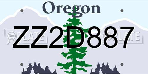 ZZ2D887 Oregon License Plate