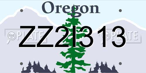 ZZ2I313 Oregon License Plate