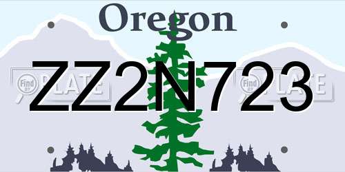 ZZ2N723 Oregon License Plate
