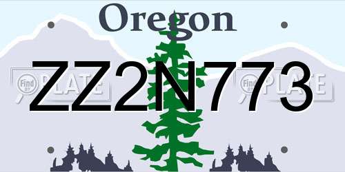 ZZ2N773 Oregon License Plate