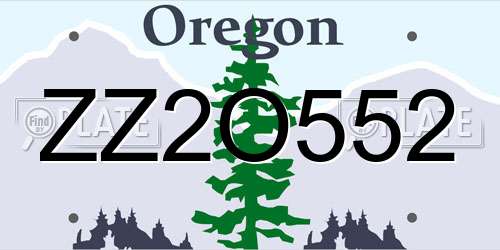 ZZ2O552 Oregon License Plate