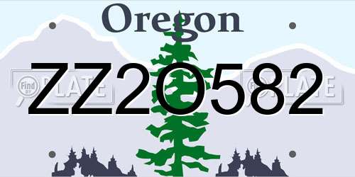 ZZ2O582 Oregon License Plate
