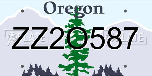 ZZ2O587 Oregon License Plate