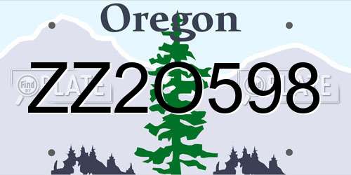 ZZ2O598 Oregon License Plate