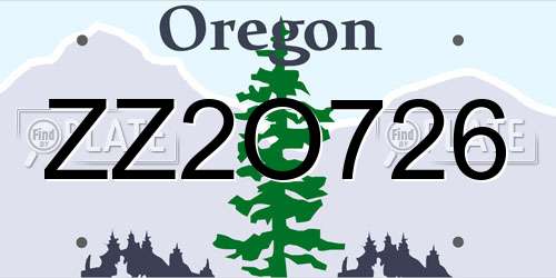 ZZ2O726 Oregon License Plate