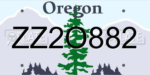 ZZ2O882 Oregon License Plate