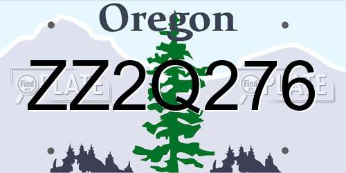ZZ2Q276 Oregon License Plate