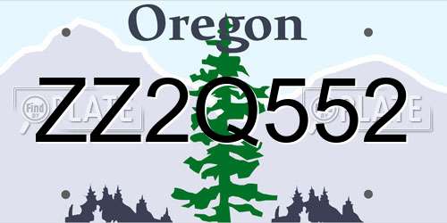 ZZ2Q552 Oregon License Plate