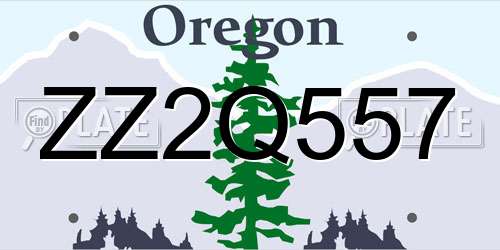 ZZ2Q557 Oregon License Plate