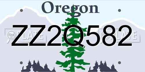 ZZ2Q582 Oregon License Plate