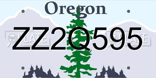 ZZ2Q595 Oregon License Plate