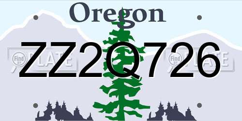 ZZ2Q726 Oregon License Plate
