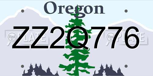 ZZ2Q776 Oregon License Plate