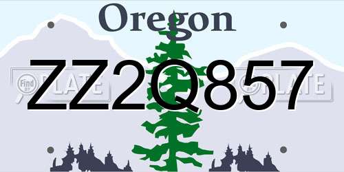 ZZ2Q857 Oregon License Plate