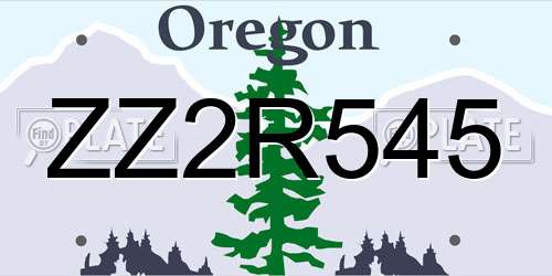 ZZ2R545 Oregon License Plate