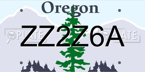 ZZ2Z6A Oregon License Plate