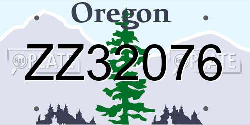 ZZ32076 Oregon License Plate