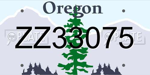 ZZ33075 Oregon License Plate