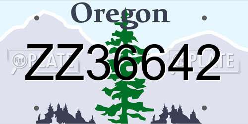 ZZ36642 Oregon License Plate