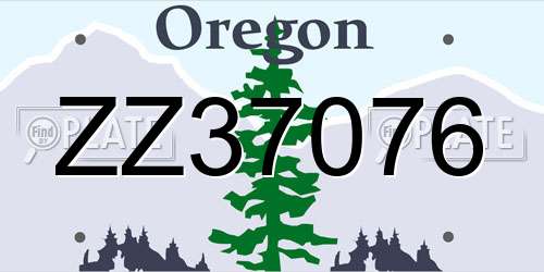 ZZ37076 Oregon License Plate