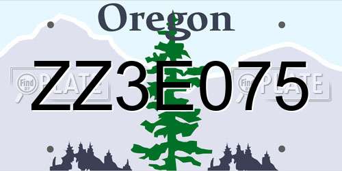 ZZ3E075 Oregon License Plate