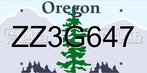 ZZ3G647 Oregon License Plate