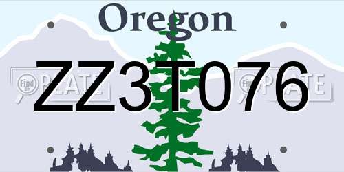 ZZ3T076 Oregon License Plate