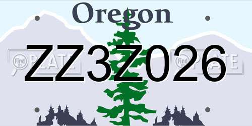 ZZ3Z026 Oregon License Plate