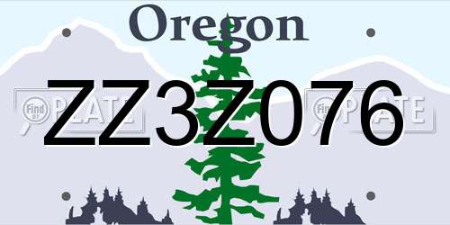 ZZ3Z076 Oregon License Plate