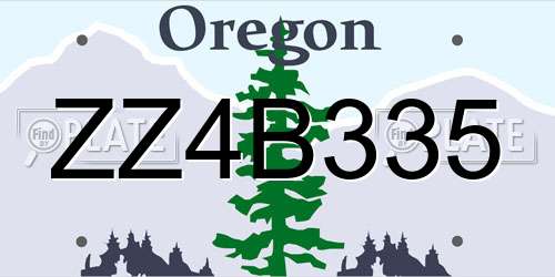 ZZ4B335 Oregon License Plate