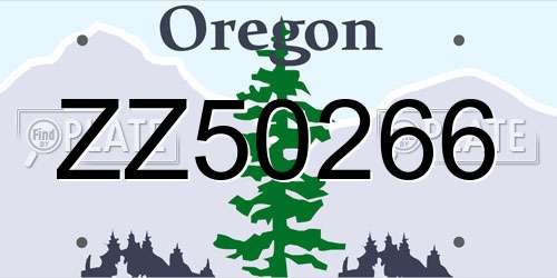 ZZ50266 Oregon License Plate