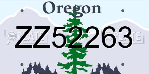 ZZ52263 Oregon License Plate