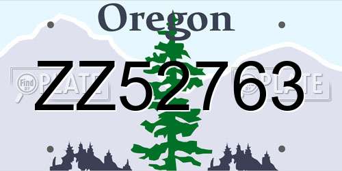 ZZ52763 Oregon License Plate