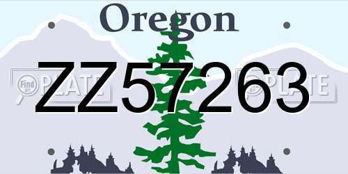 ZZ57263 Oregon License Plate