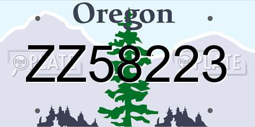ZZ58223 Oregon License Plate