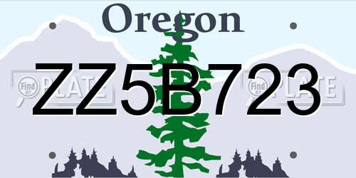 ZZ5B723 Oregon License Plate
