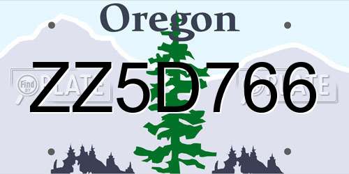 ZZ5D766 Oregon License Plate