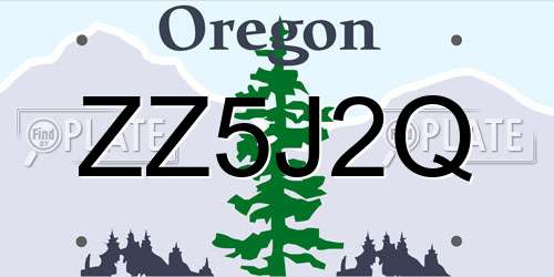 ZZ5J2Q Oregon License Plate