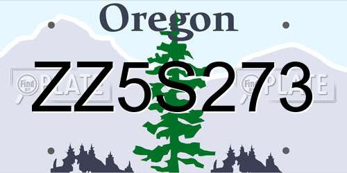 ZZ5S273 Oregon License Plate