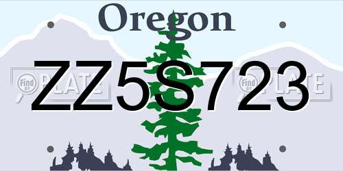 ZZ5S723 Oregon License Plate