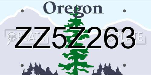 ZZ5Z263 Oregon License Plate