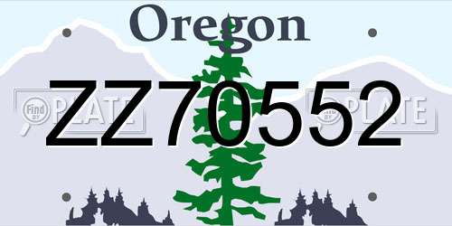 ZZ70552 Oregon License Plate
