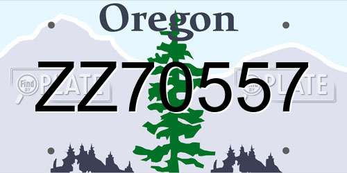 ZZ70557 Oregon License Plate