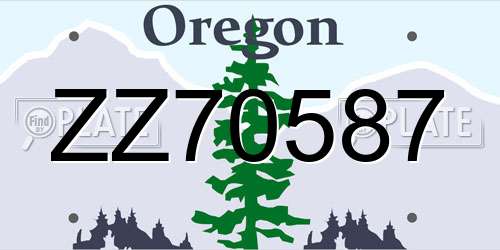 ZZ70587 Oregon License Plate
