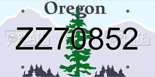 ZZ70852 Oregon License Plate