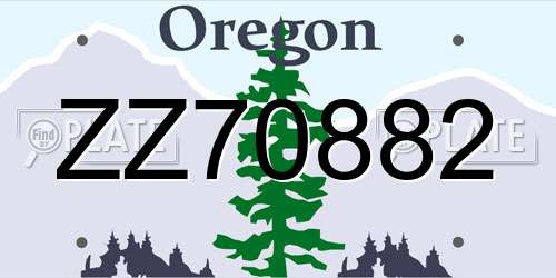 ZZ70882 Oregon License Plate