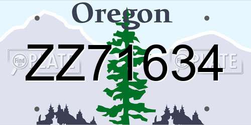 ZZ71634 Oregon License Plate