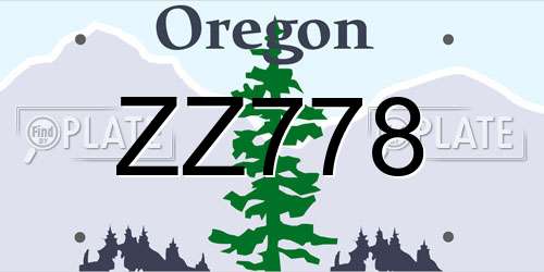 ZZ778 Oregon License Plate
