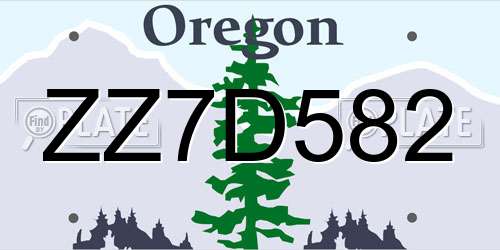 ZZ7D582 Oregon License Plate