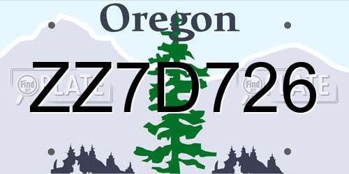 ZZ7D726 Oregon License Plate